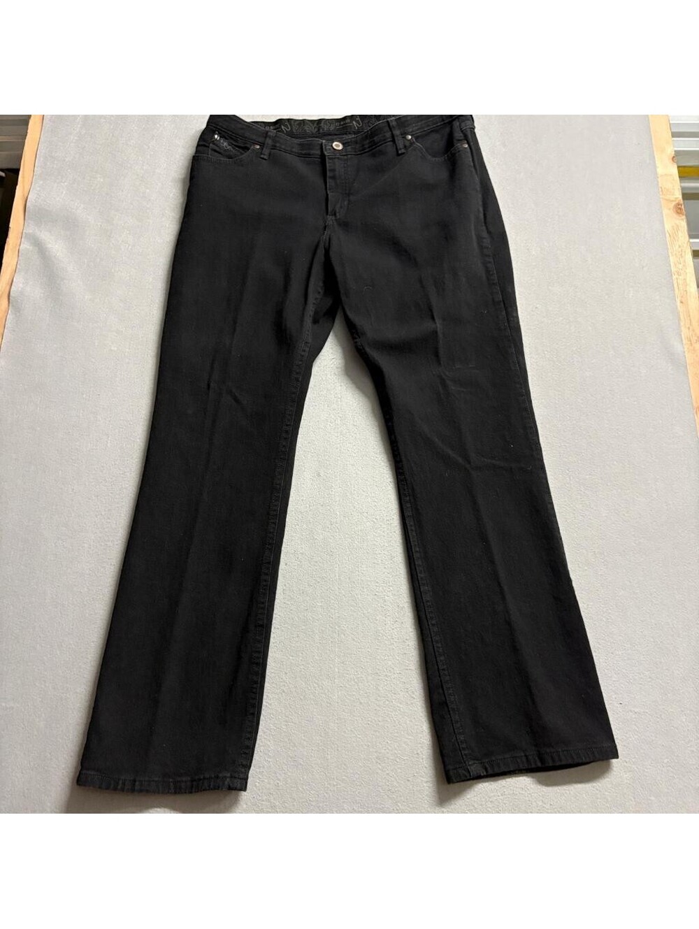 Wrangler Q-Baby Jeans Womens 19/20x34 Black No Gap Waistband Bootcut Stretch
